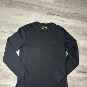 Ralph Lauren Black Long Sleeve Tee with Red Logo